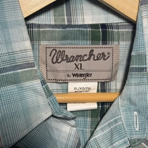 Wrancher by Wrangler Mens XL Pearl Snap Western Shirt Short Sleeve Plaid MTW1157 - Picture 2 of 6